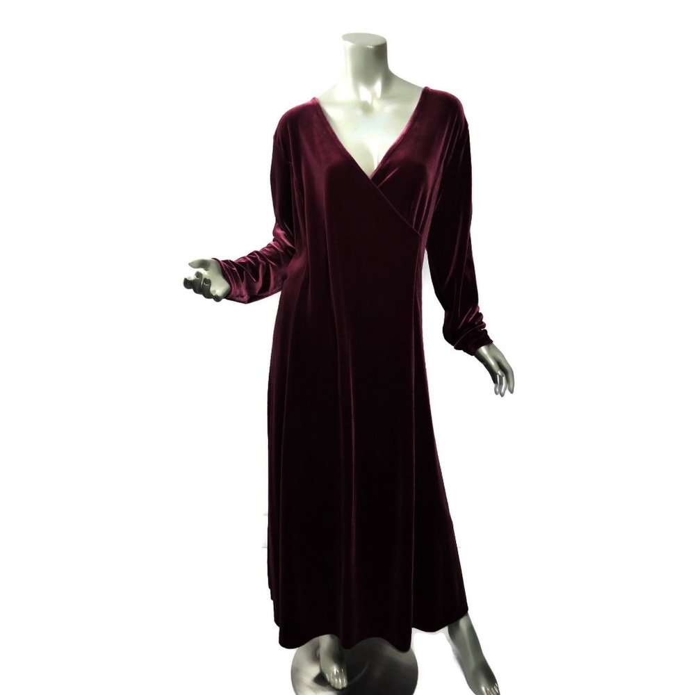 Eddie Bauer Velvet Maxi Dress Burgundy XL TALL